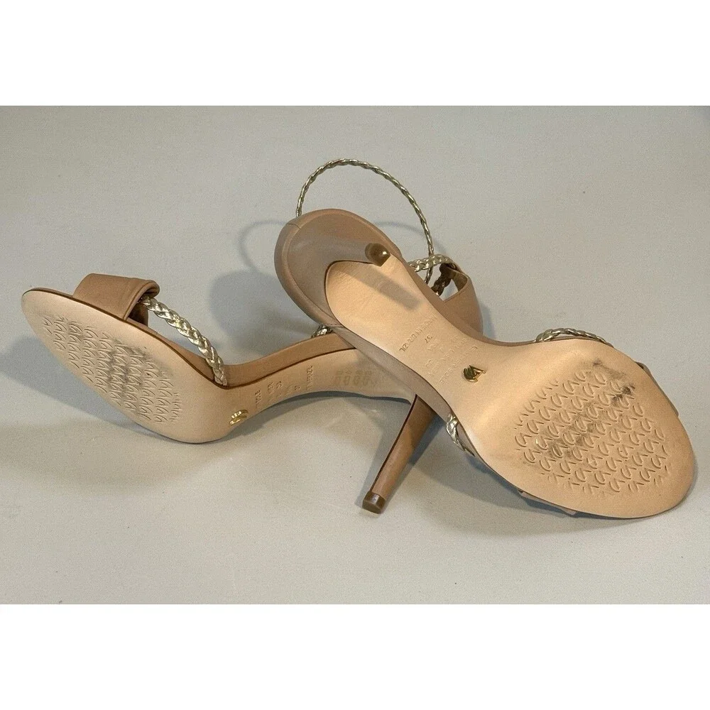 Vicenza Womens Strappy Heel Leather Sandals US 8 Sand Stiletto Sexy